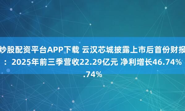 炒股配资平台APP下载 云汉芯城披露上市后首份财报:2025年前三季营收22.29亿元 净利增长46.74%